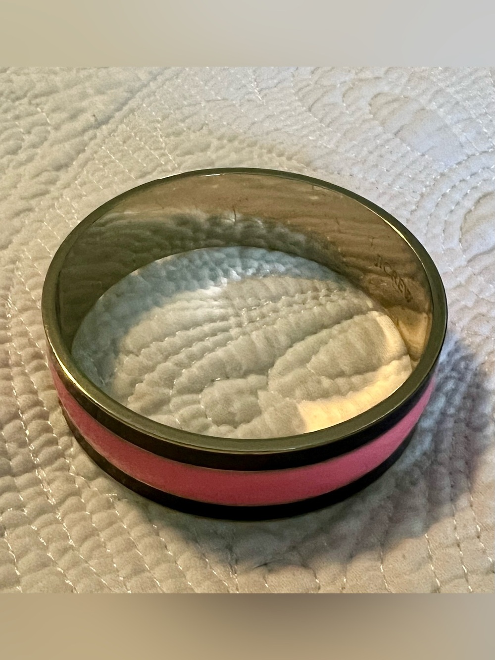 J.CREW Pink & Gold Tone Metal Bangle Bracelet